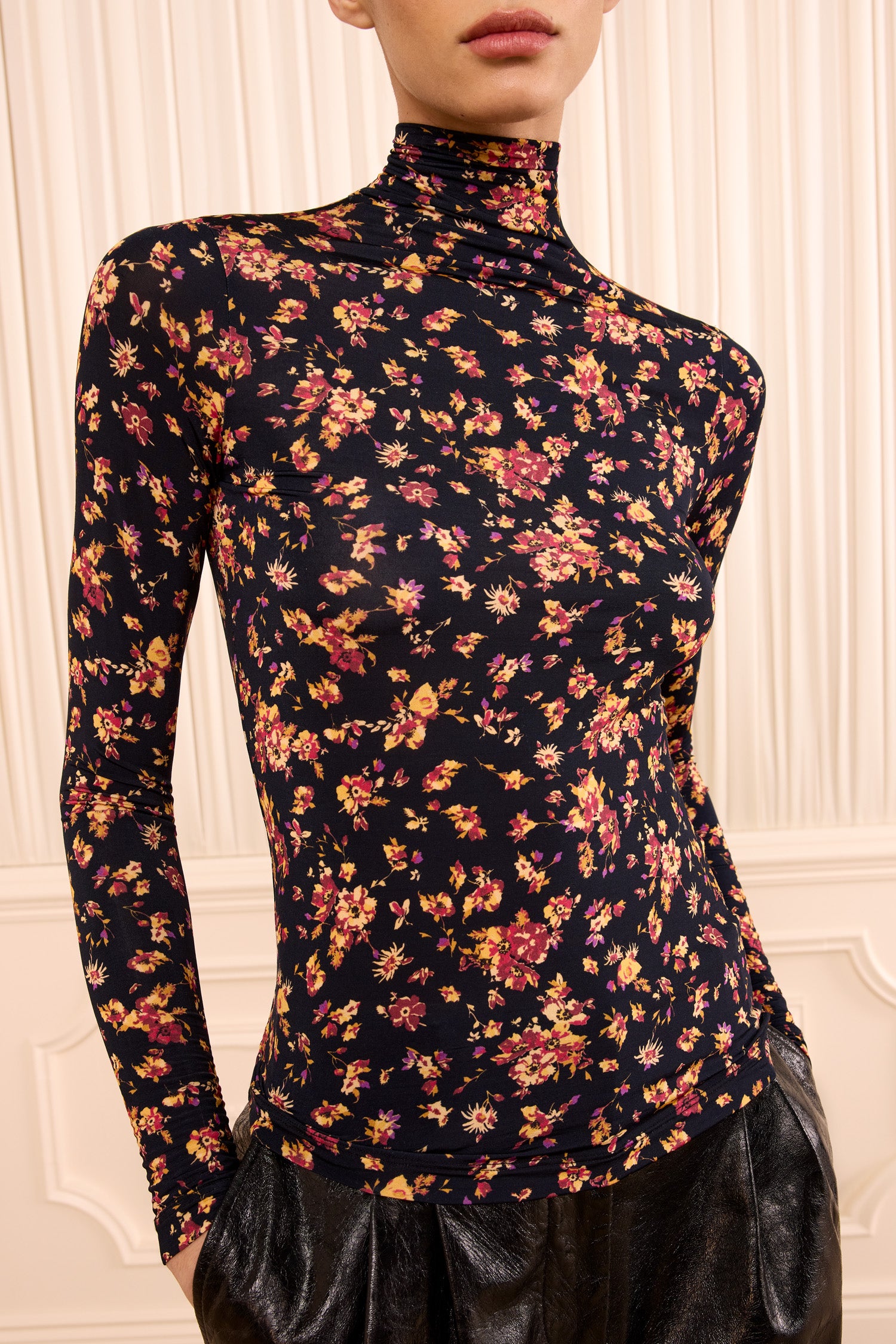 Ulla Johnson Aurelia Long Sleeve Jersey Top - Noir Floral