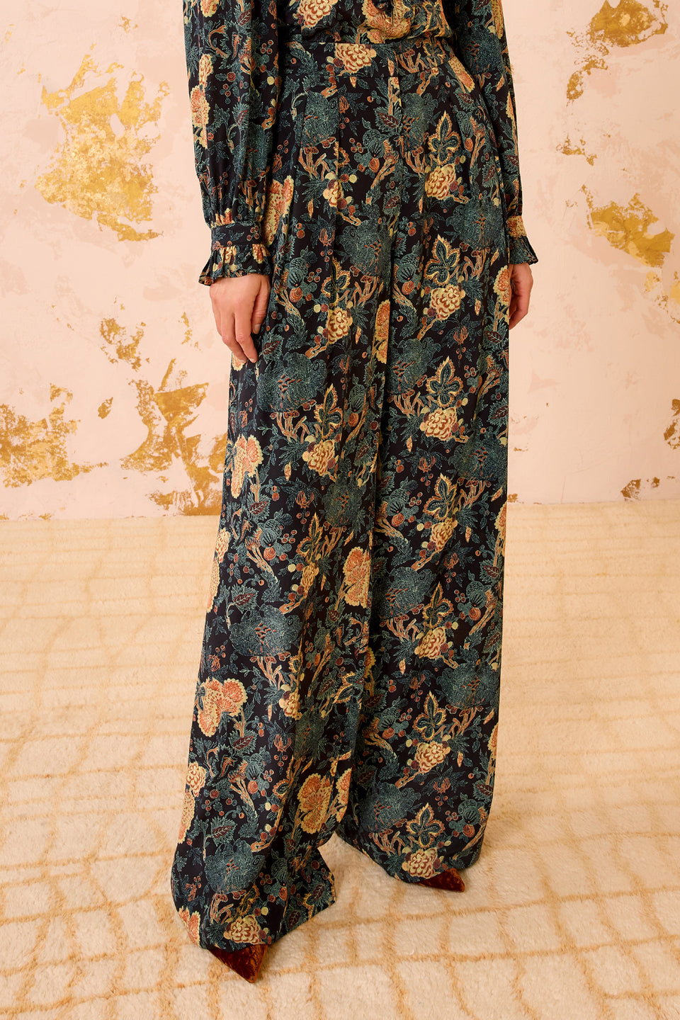 Aviva Silk High Waist Wide Leg Pant - Nuit
