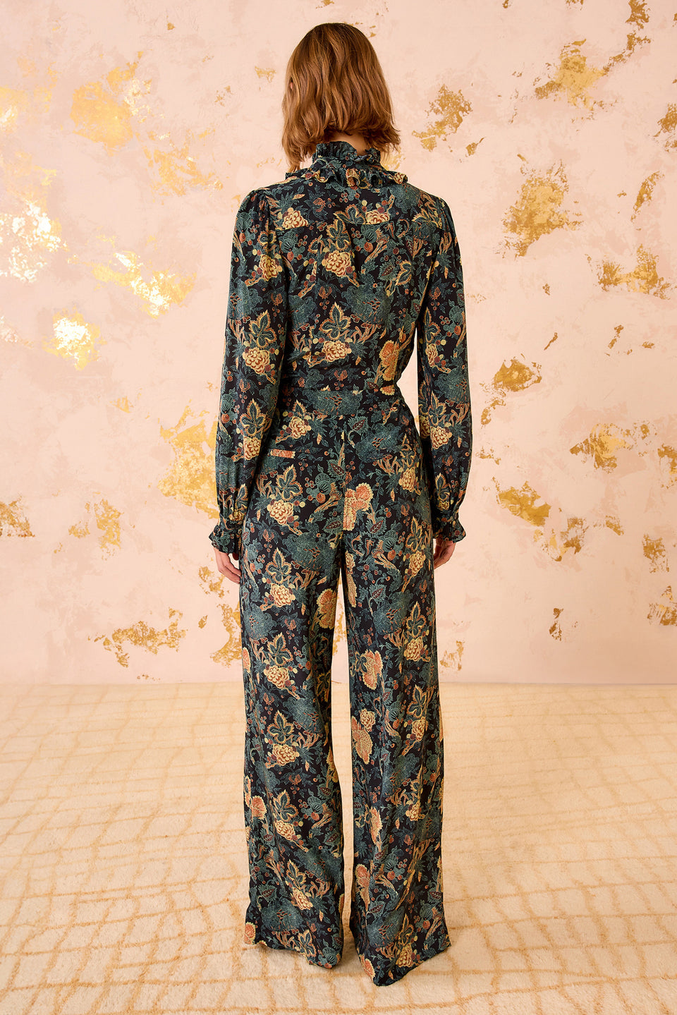 Aviva Silk High Waist Wide Leg Pant - Nuit