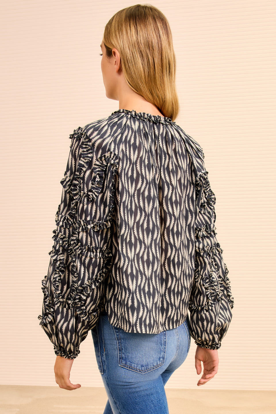 Azrou Cotton Long Sleeve Blouse - Graphite