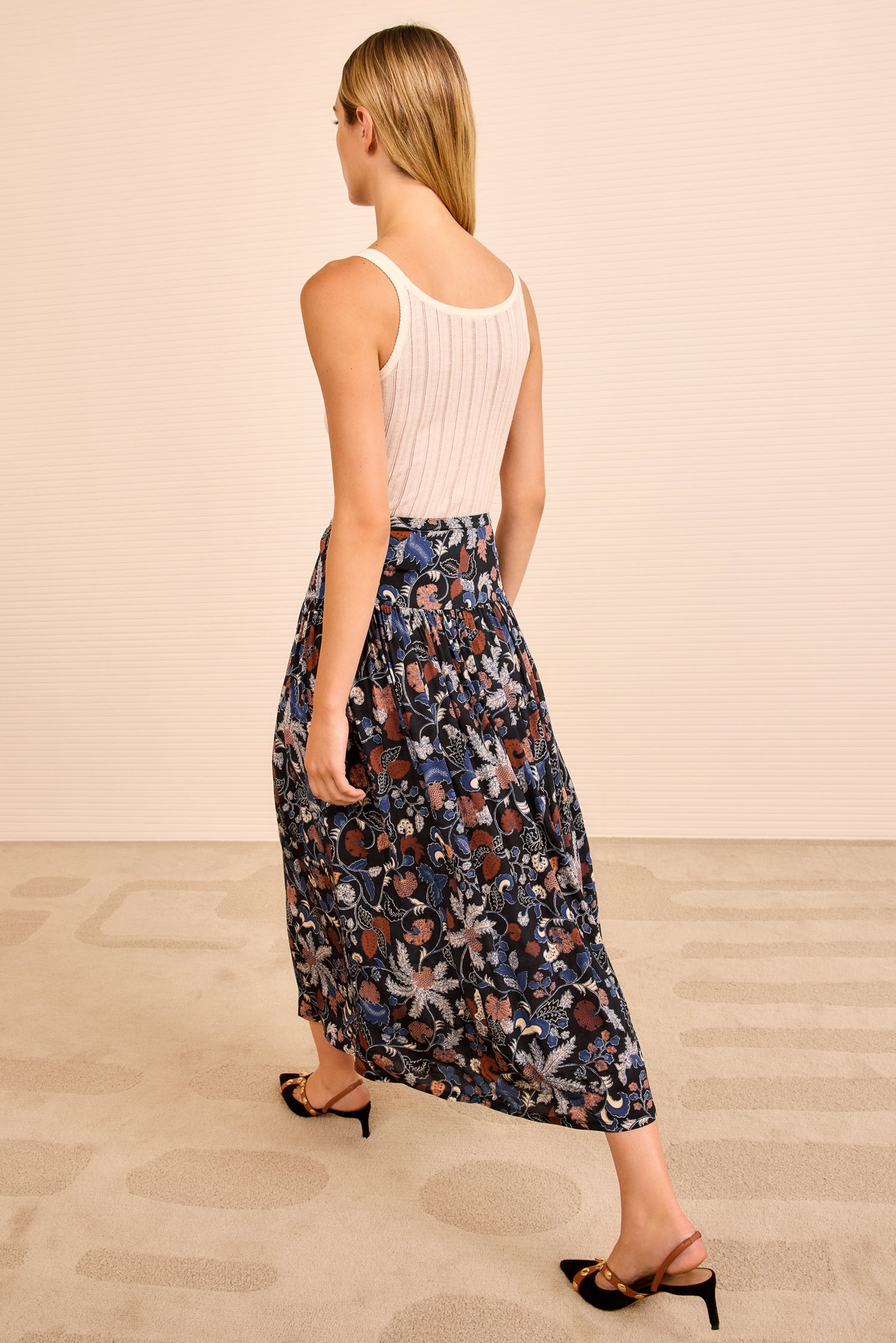 Blanche Pull On Midi Skirt - Moonlight Floral