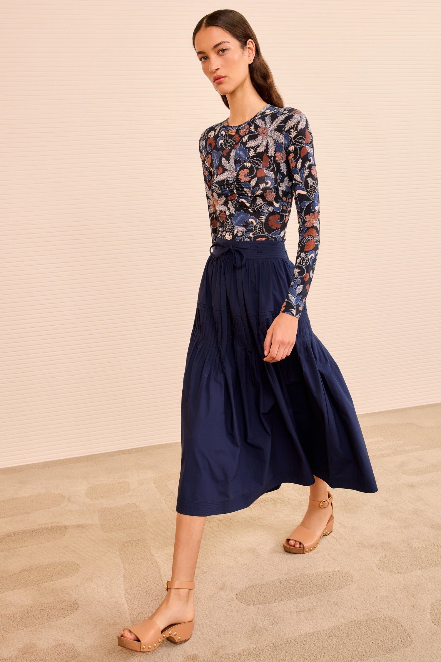 Blythe Drop Waist Midi Skirt - Midnight