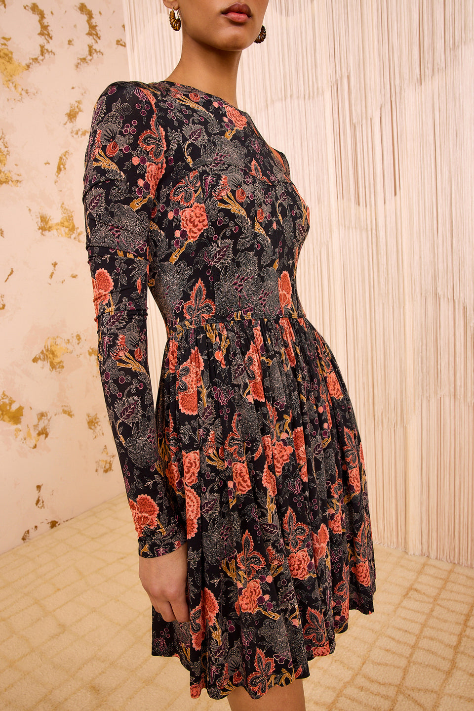 Bendetta Jersey Long Sleeve Mini Dress - Night Lily