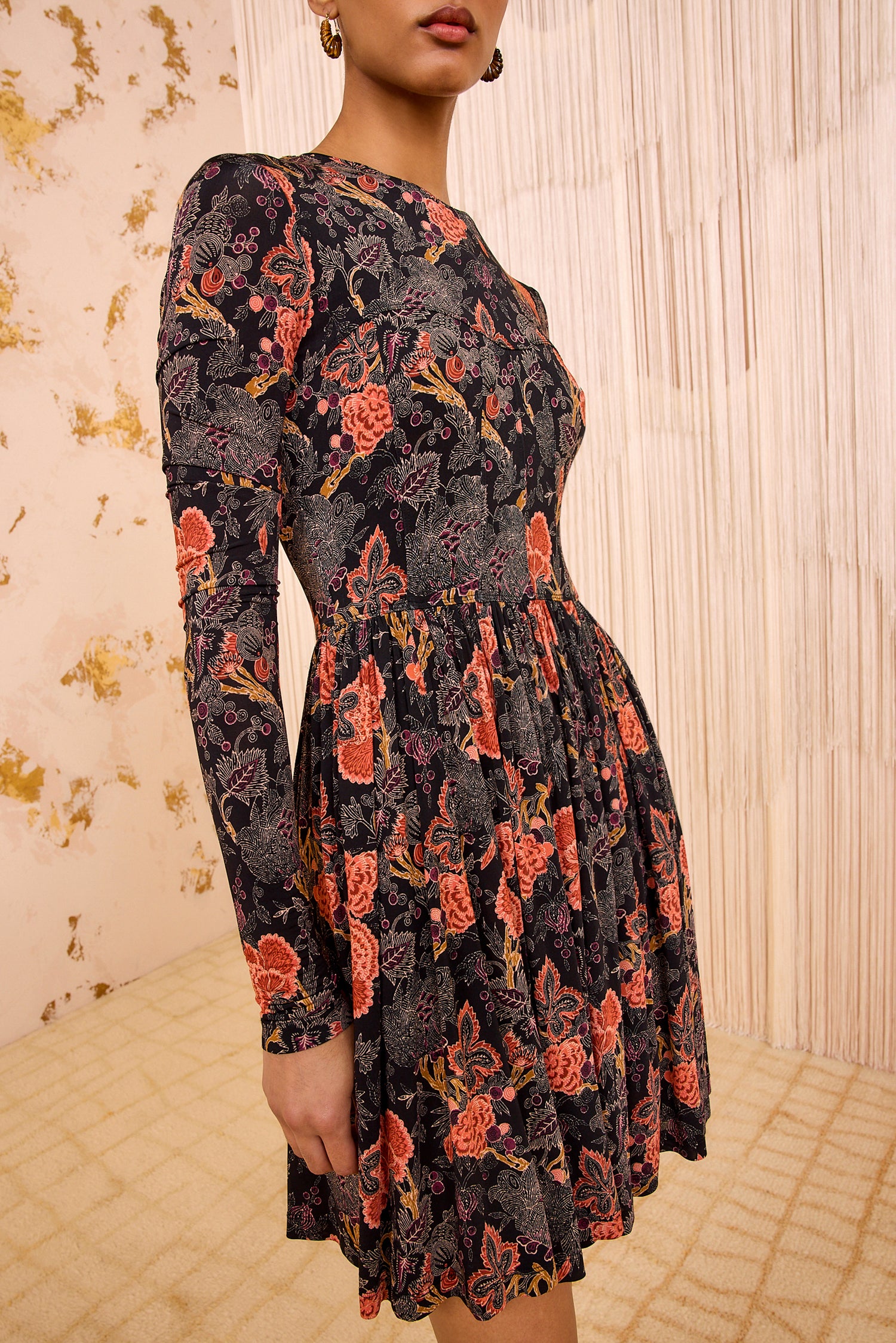 Bendetta Jersey Long Sleeve Mini Dress - Night Lily