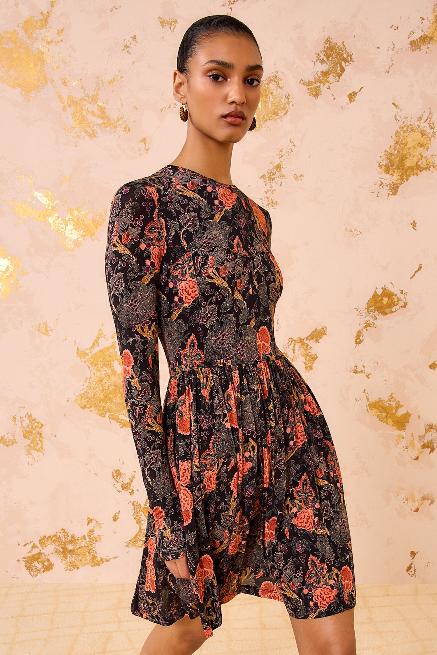 Ulla Johnson Bendetta Jersey Long Sleeve Mini Dress - Night Lily