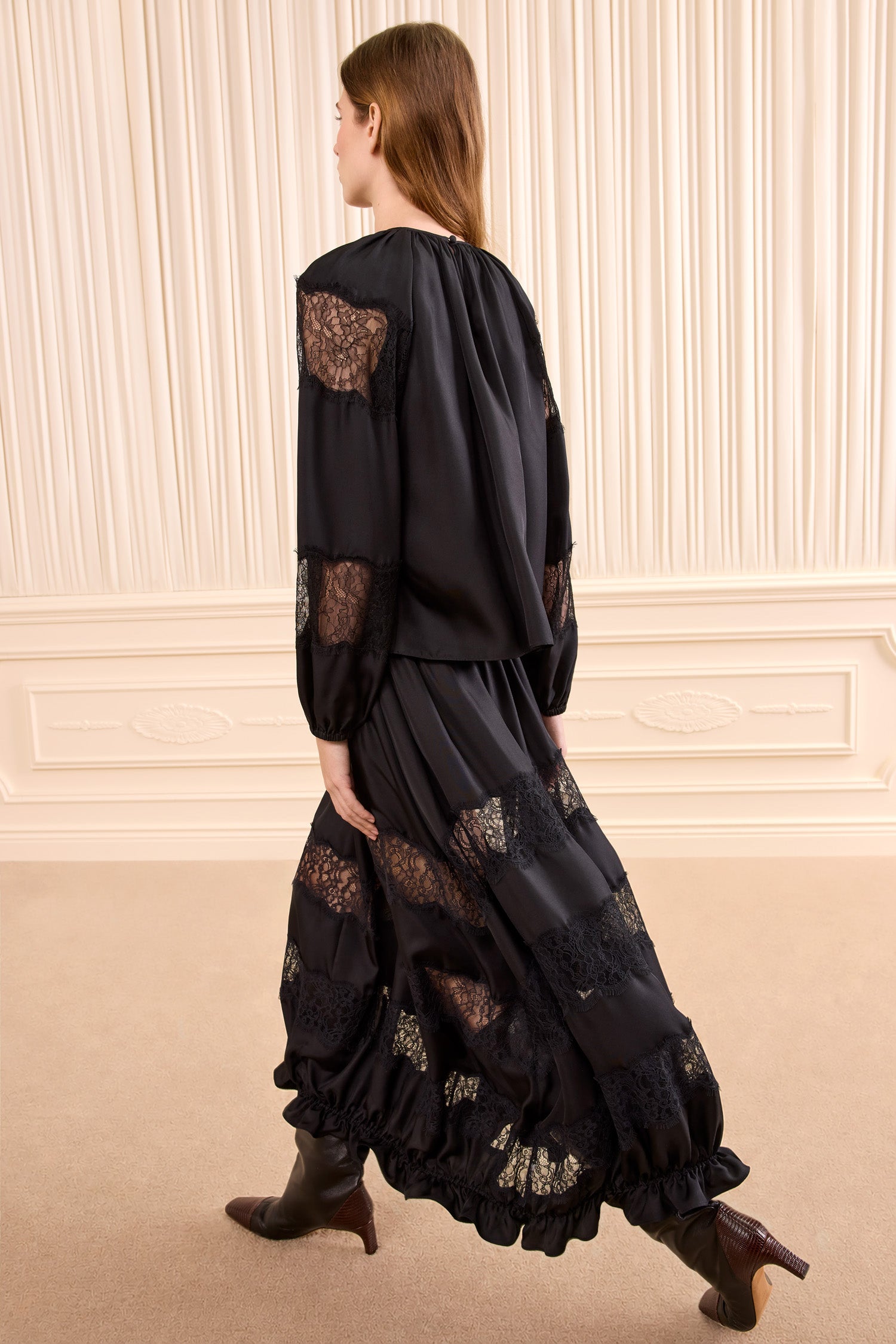 Bess Long Sleeve Silk Blouse - Noir