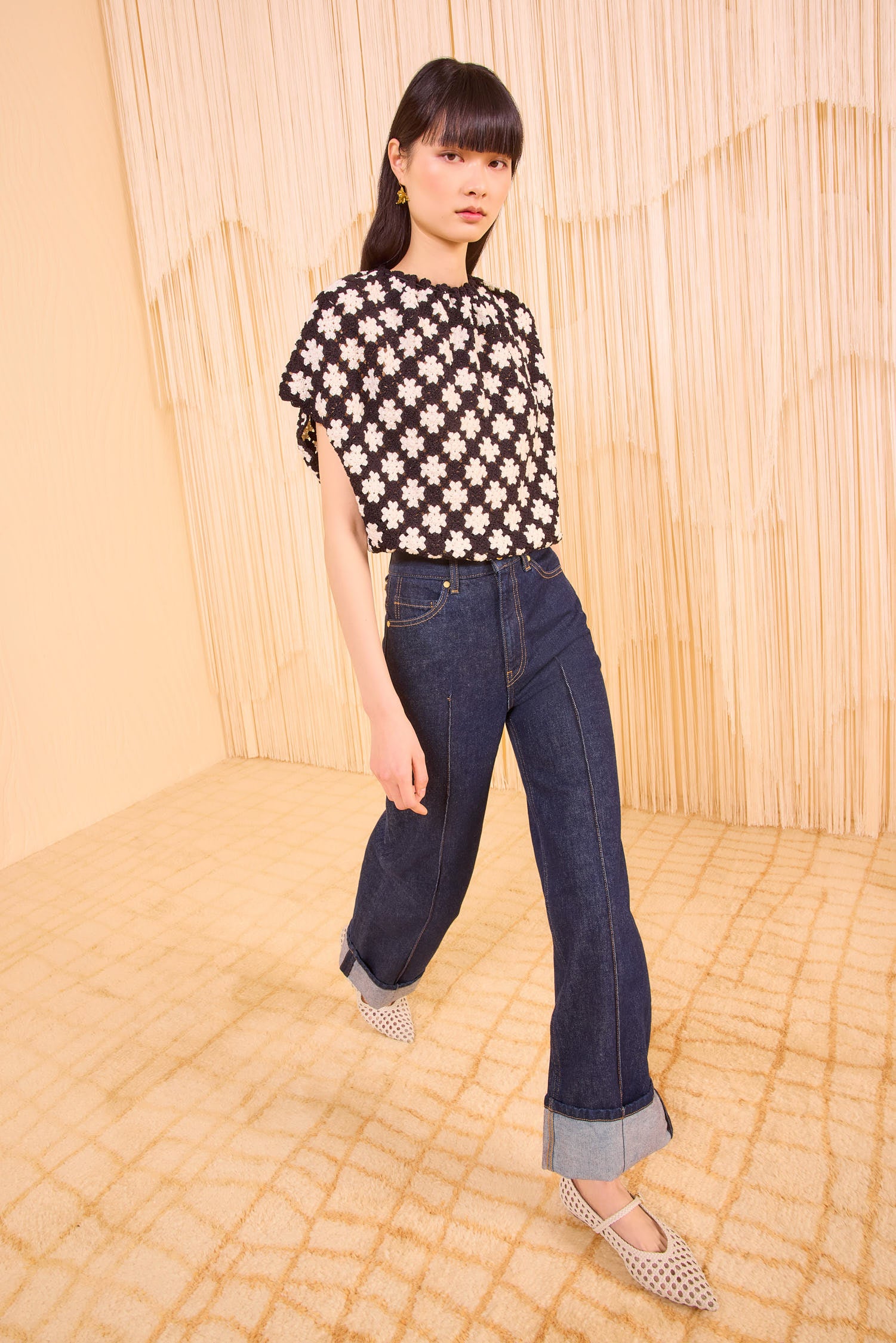 トップス Shannon tulle knit tops AM1551 ANDMARY】Shannon tulle knit tops