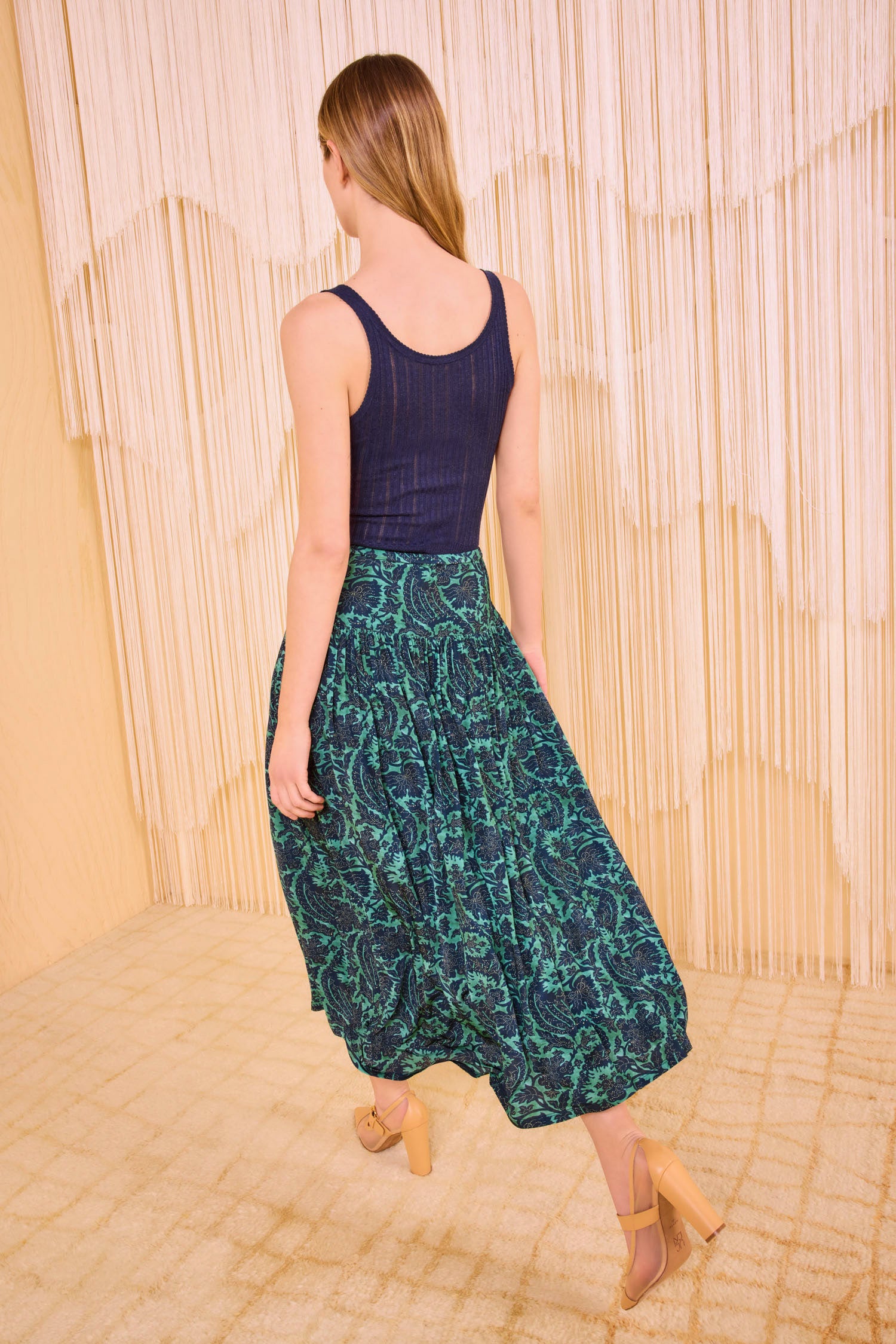 Blanche Pull On Midi Skirt - Verde