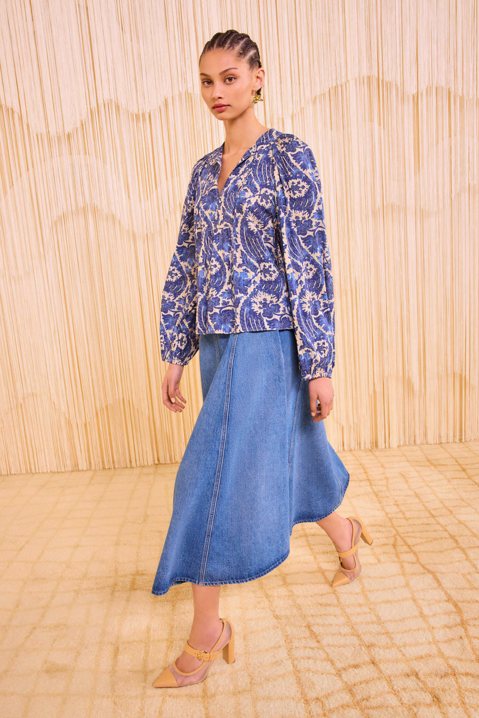 Brea Long Sleeve Blouse - Ocean