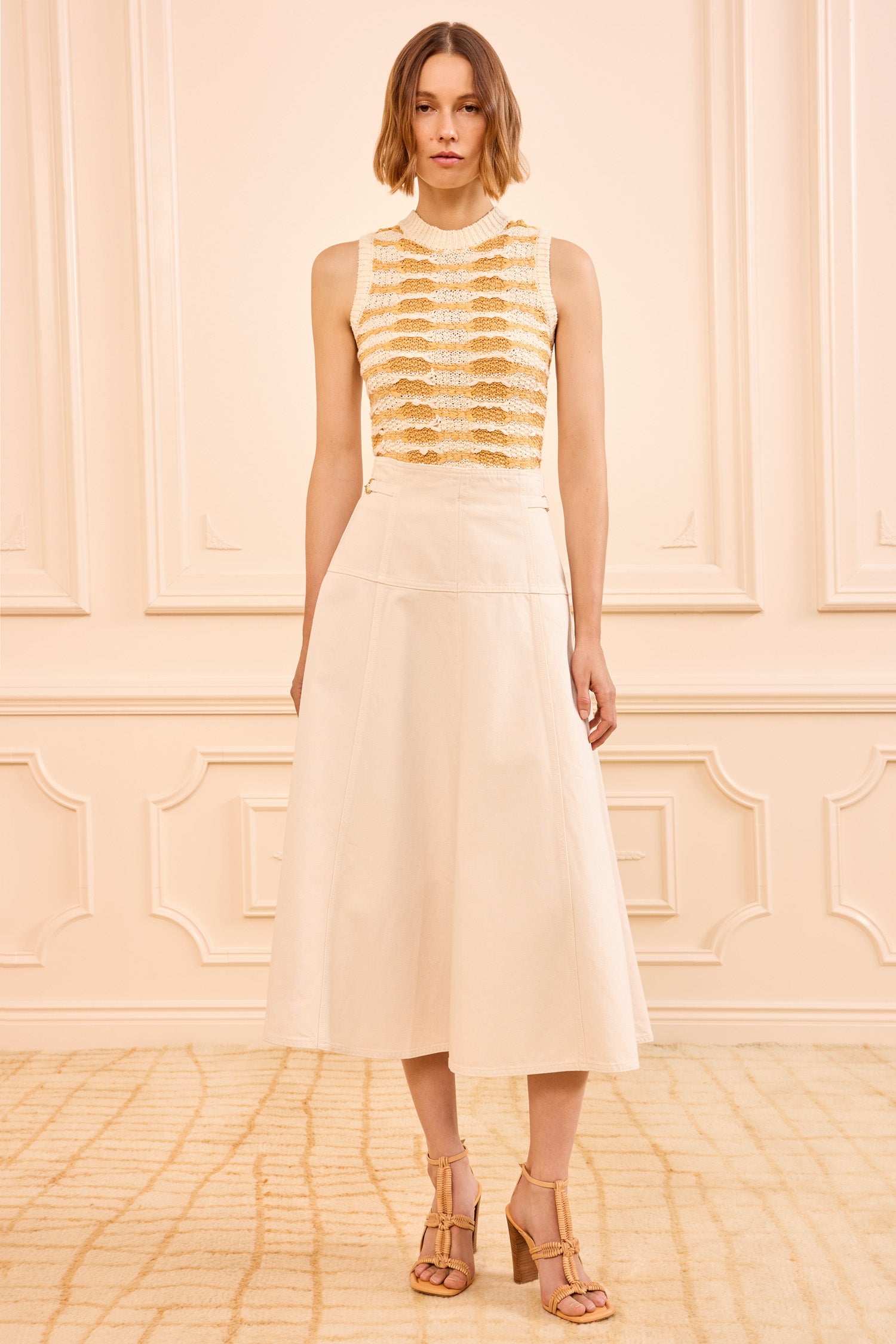 The Brigette Denim Midi Skirt - Cowrie