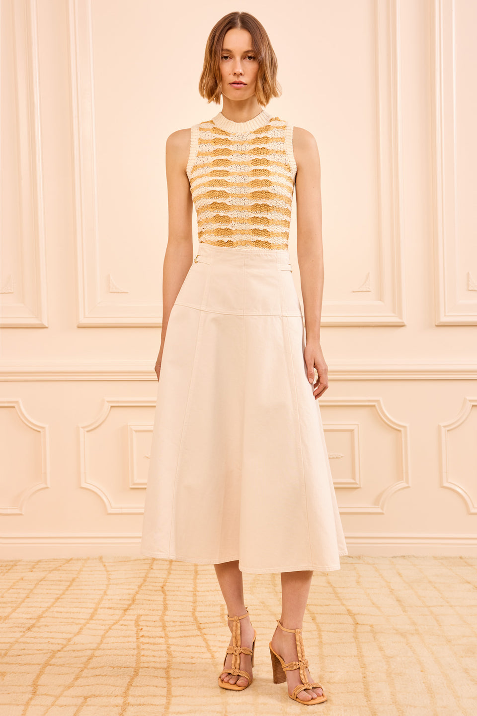 The Brigette Denim Midi Skirt - Cowrie