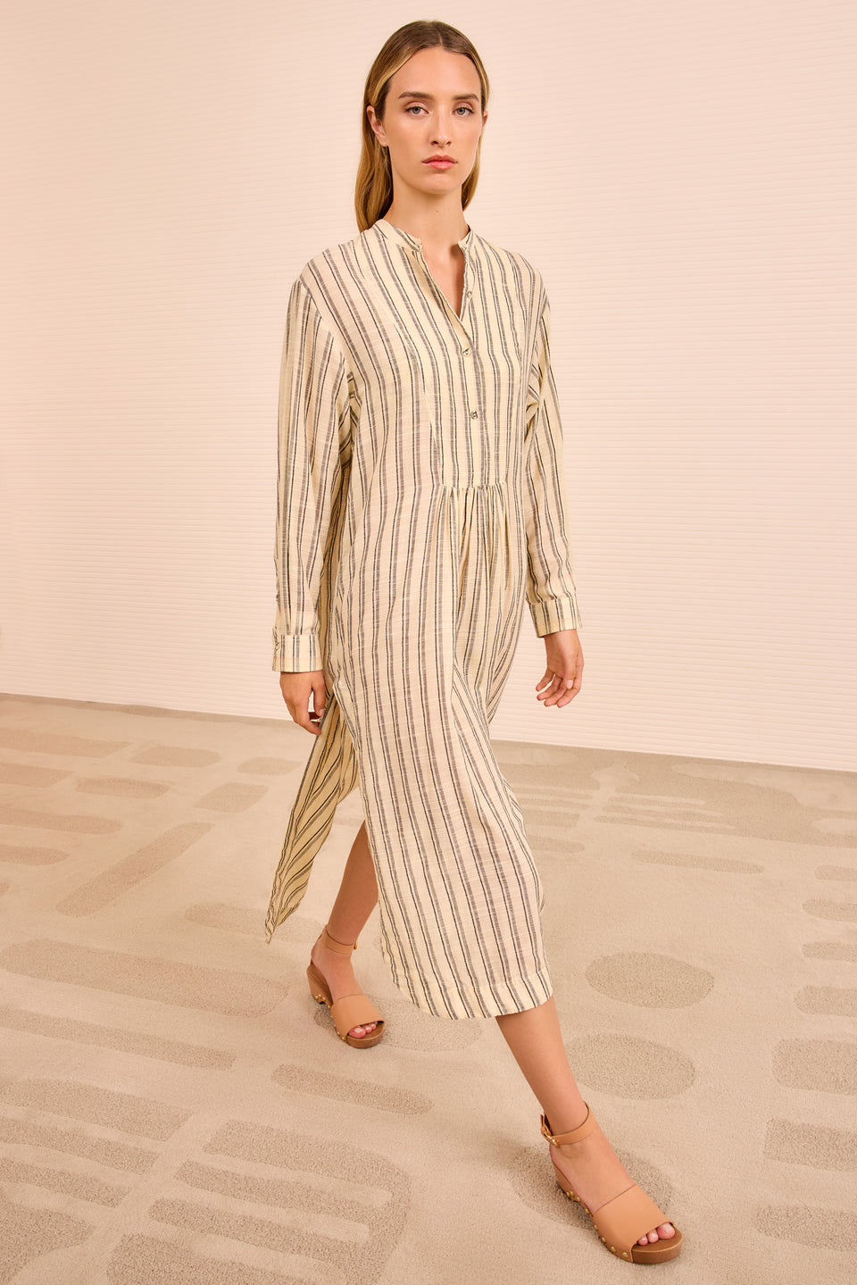 Brita Striped Dress Coverup - Cowrie Stripe