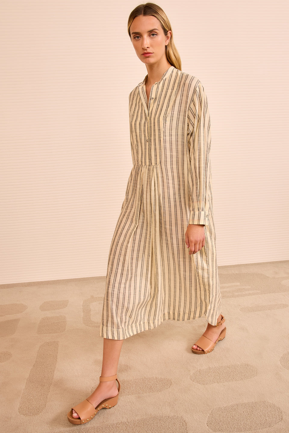 Brita Striped Dress Coverup - Cowrie Stripe