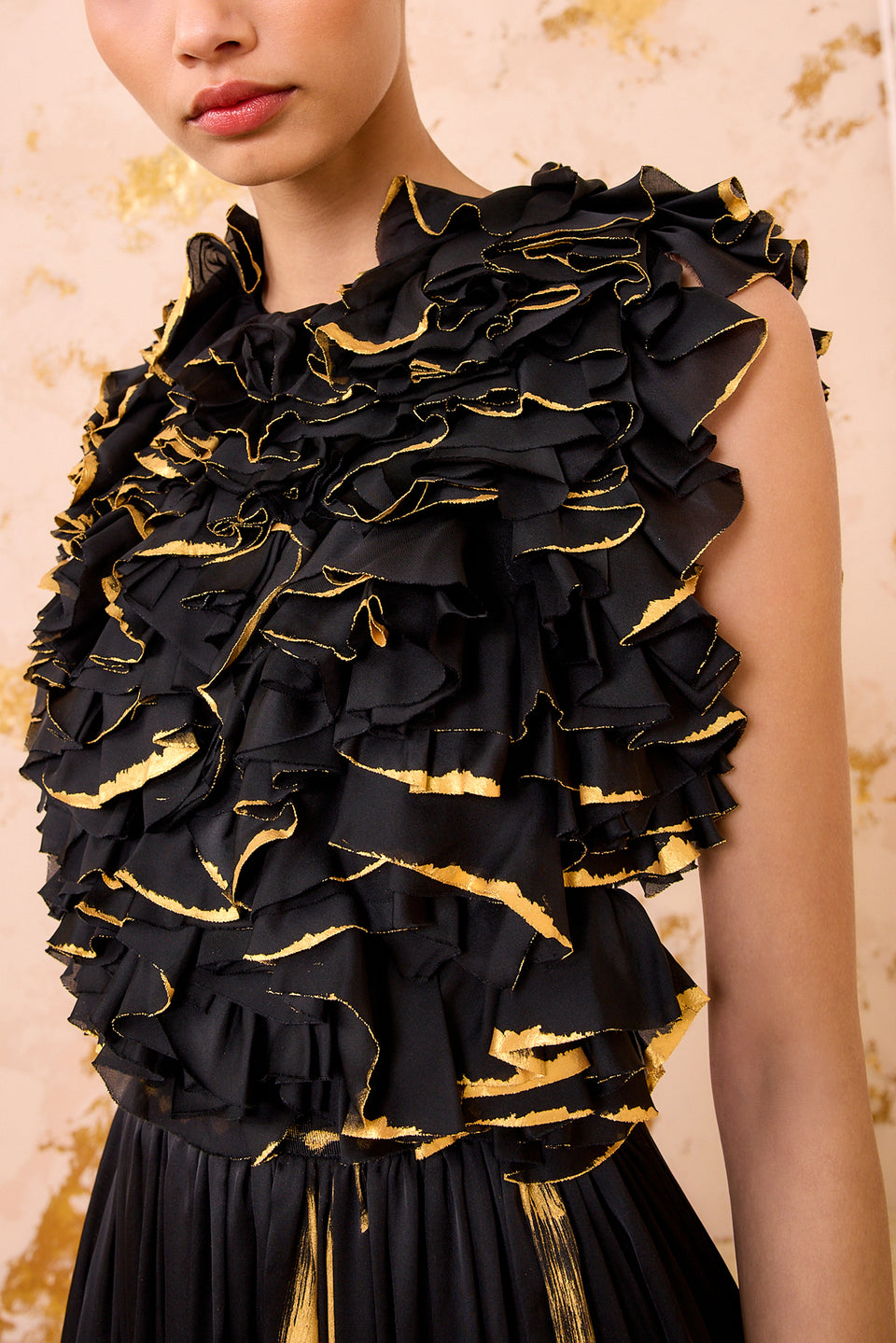 Byzantine Handpainted Silk Backless Gown - Gild