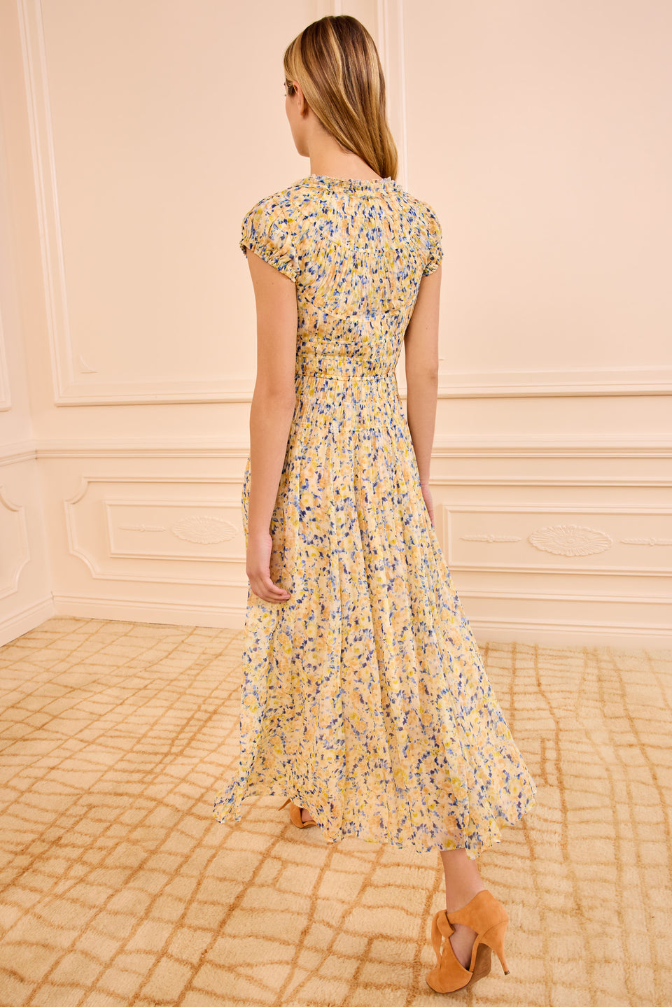 Calliope Silk Midi Dress - Daffodil