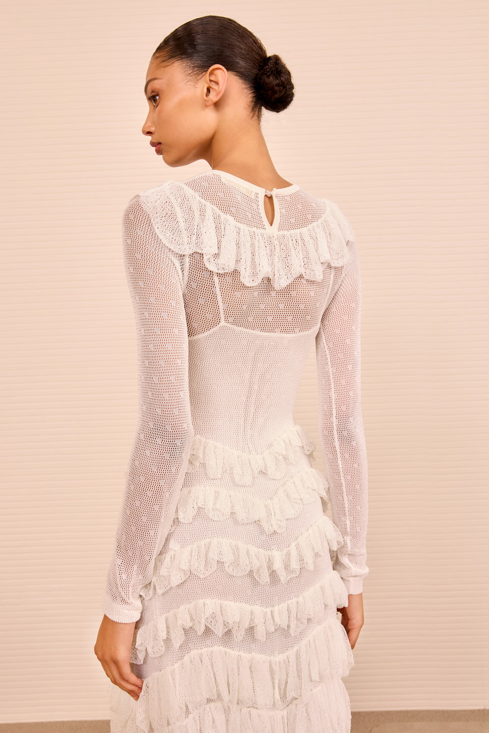 Calliope Long Sleeve Tiered Ruffle Long Dress - Cowrie