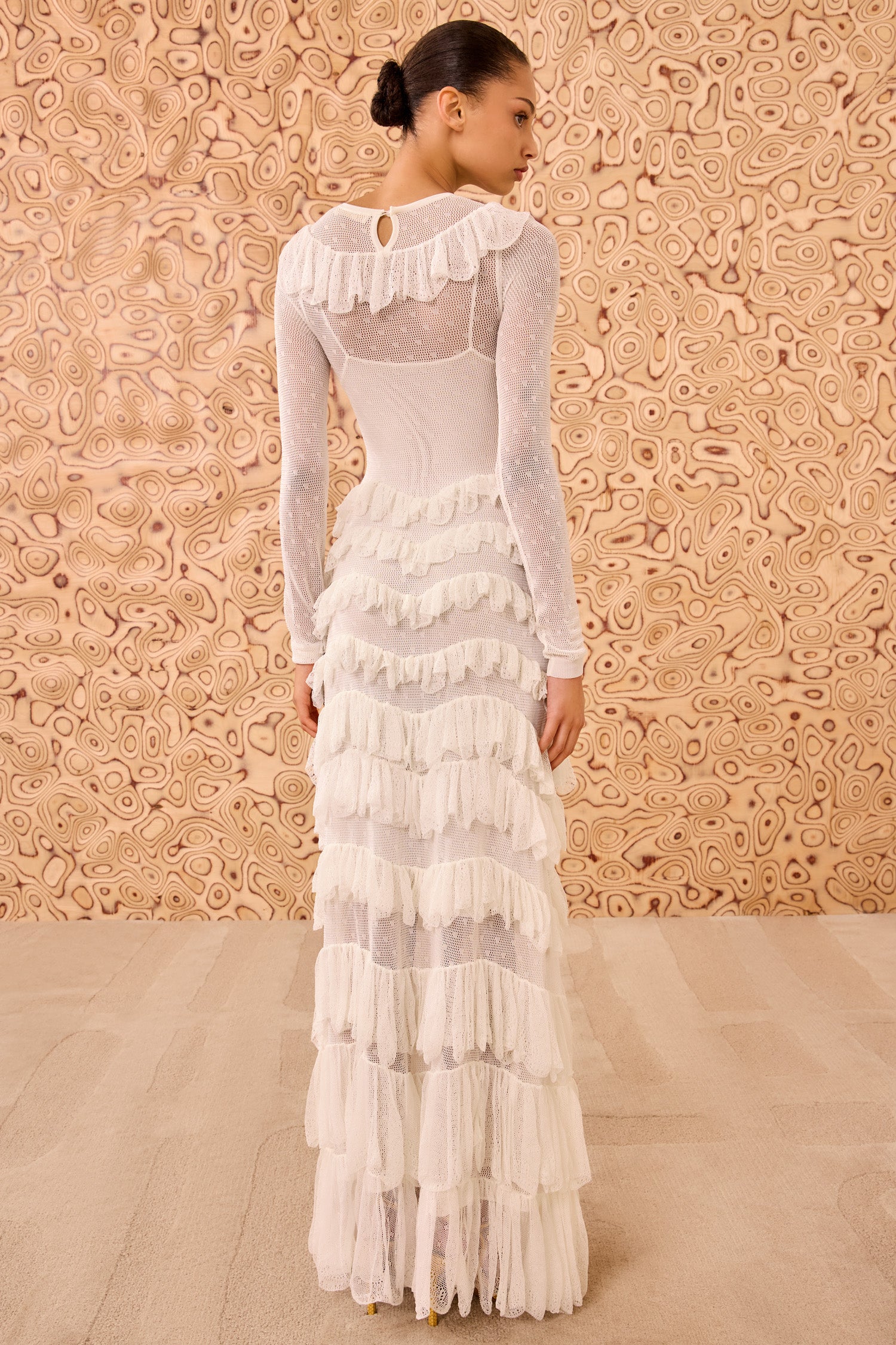 Calliope Long Sleeve Tiered Ruffle Long Dress - Cowrie