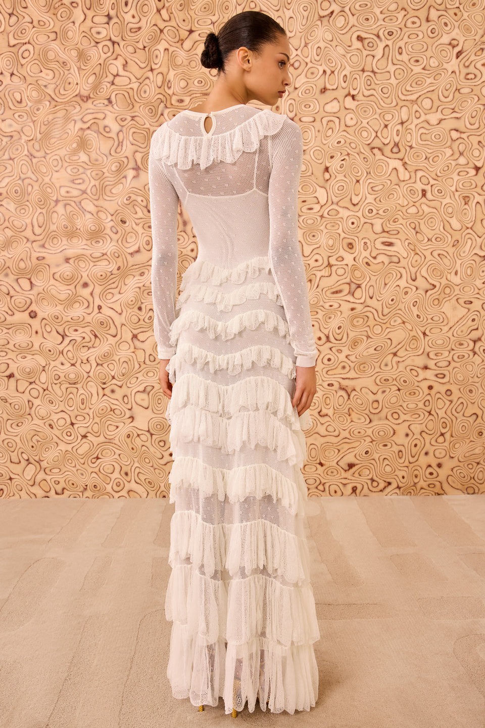 Calliope Long Sleeve Tiered Ruffle Long Dress - Cowrie