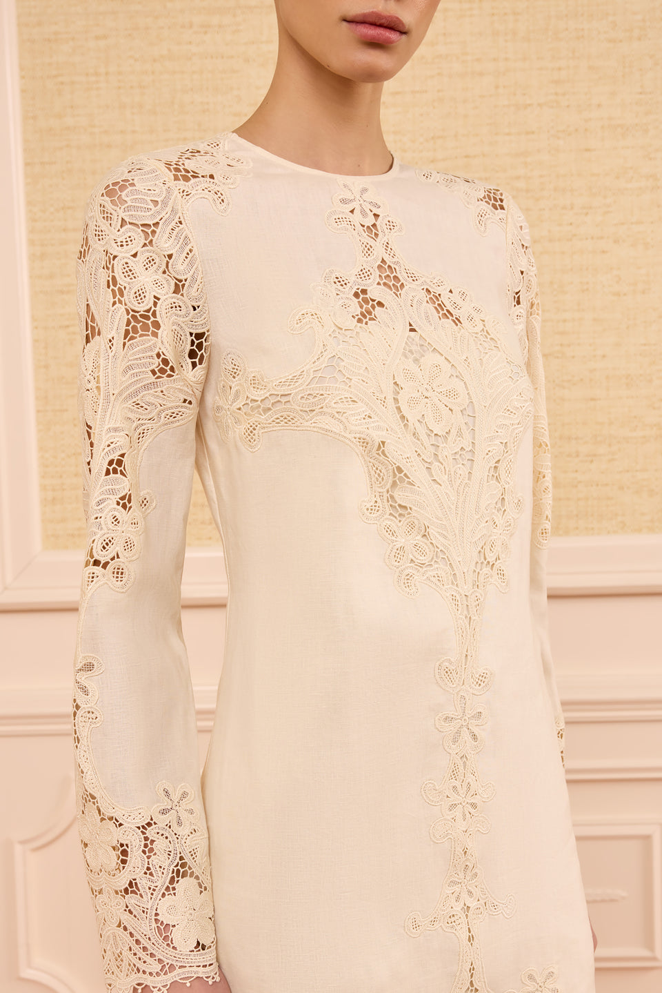 Camie LS Linen Mini Dress - Ivory