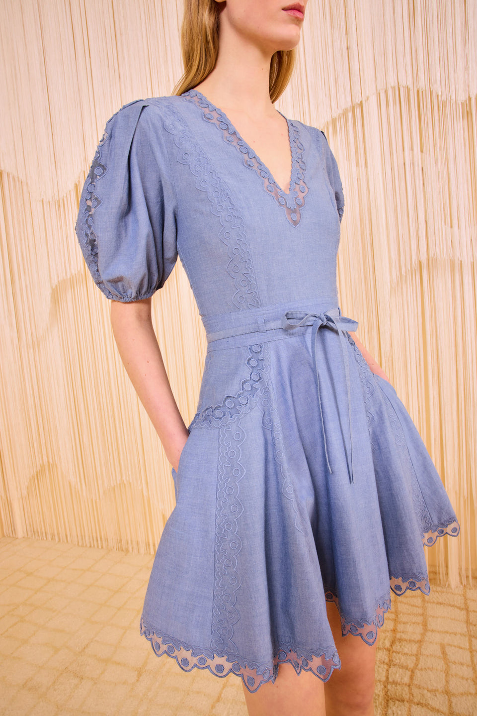 Camila Short Sleeve Mini Dress - Chambray