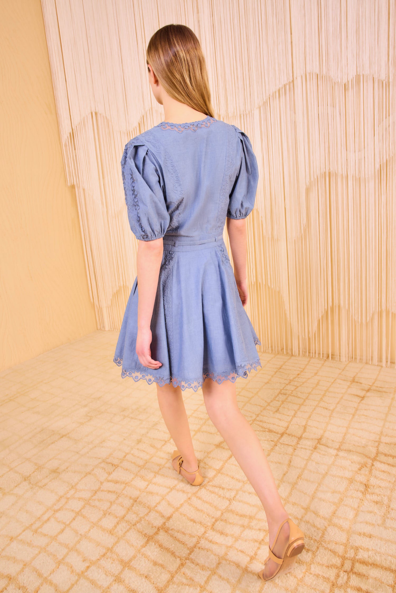 Ulla Johnson Camila Short Sleeve Mini Dress - Chambray