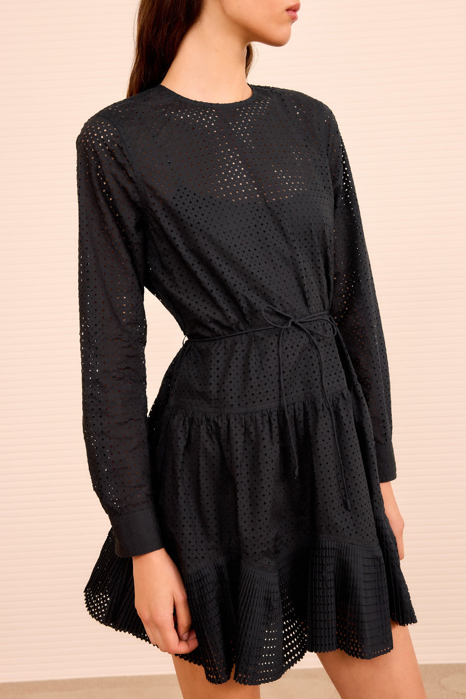 Ulla Johnson Candace Long Sleeve Belted Mini Dress - Noir