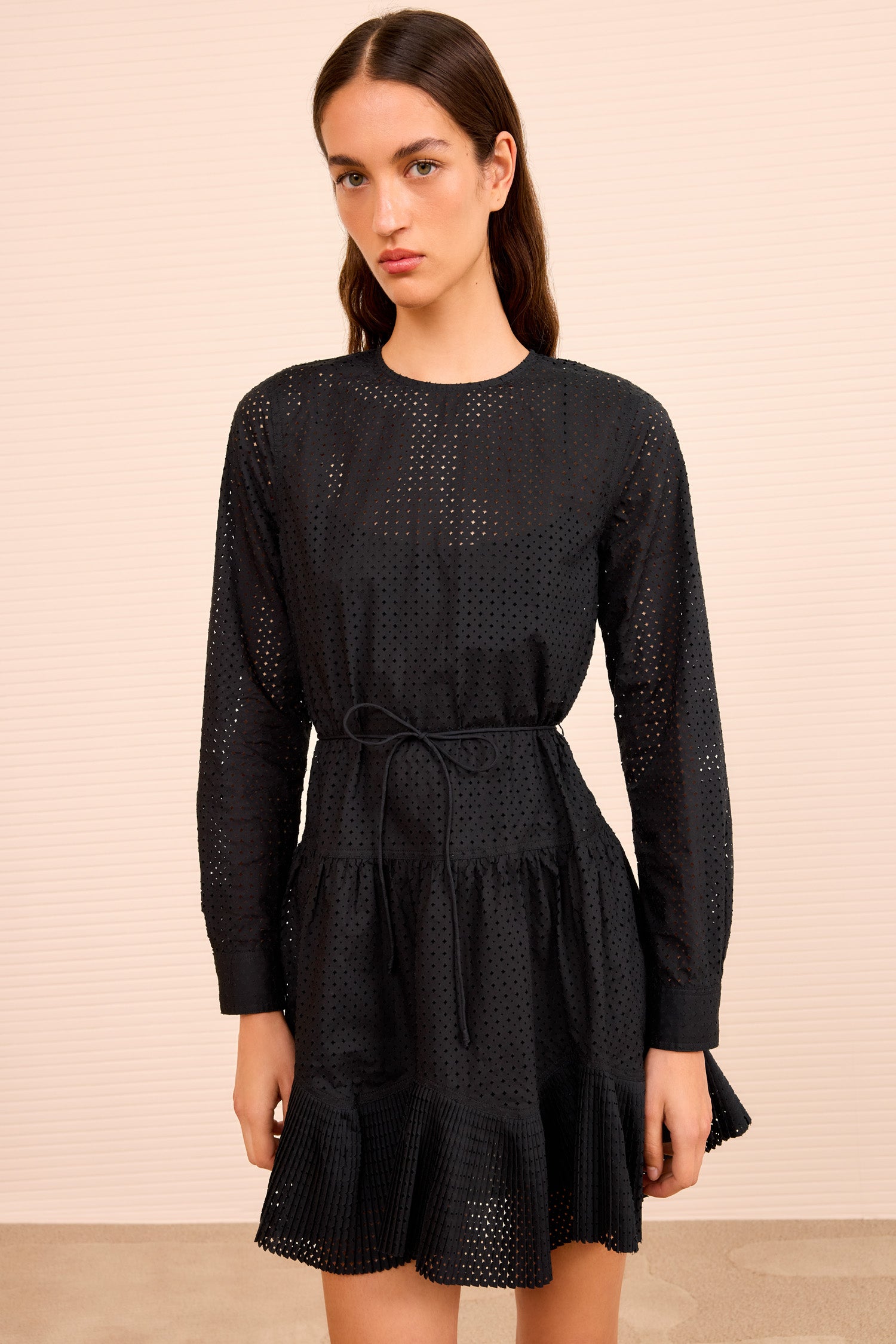 Ulla Johnson Candace Long Sleeve Belted Mini Dress - Noir