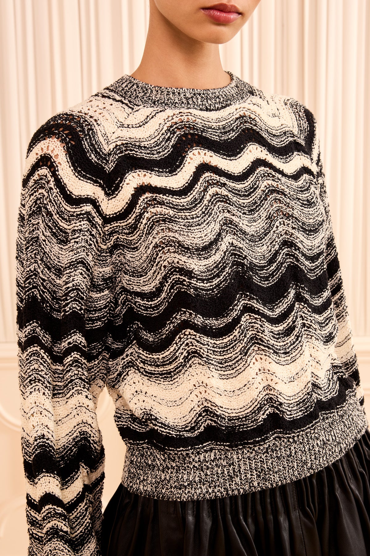 ⁣⁢Carmen pullover in maglia - Noir/Gardenia⁤⁣