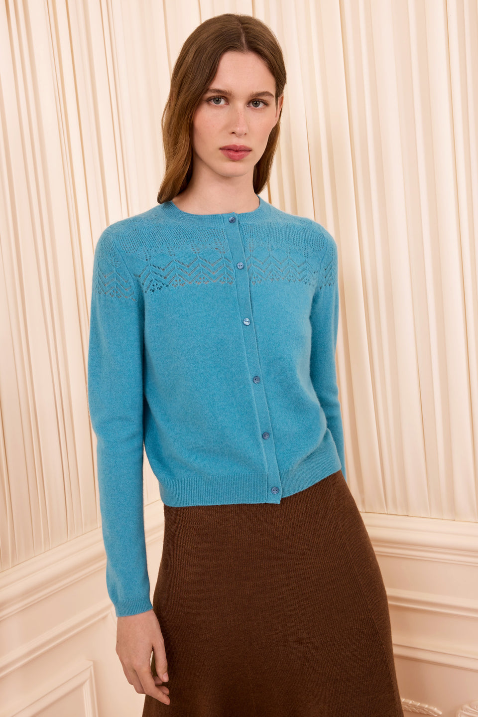 Cassia Cashmere Cardigan - Cerulean