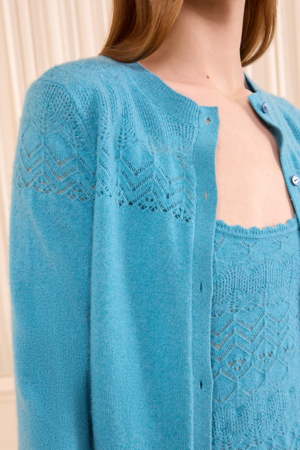 Cassia Cashmere Cardigan - Cerulean