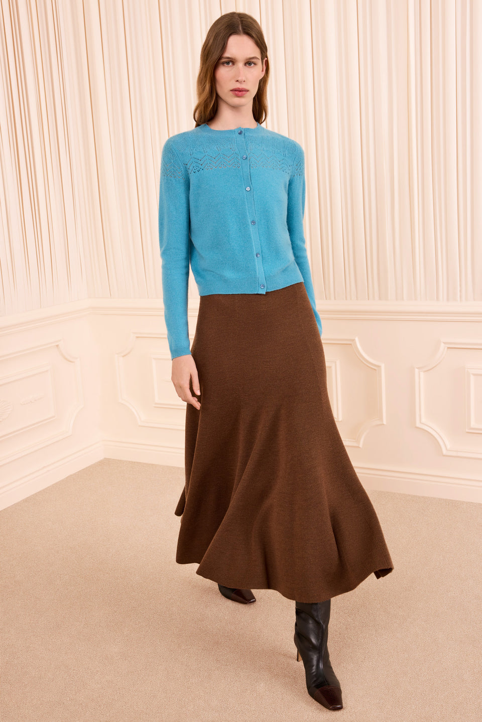 Cassia Cashmere Cardigan - Cerulean