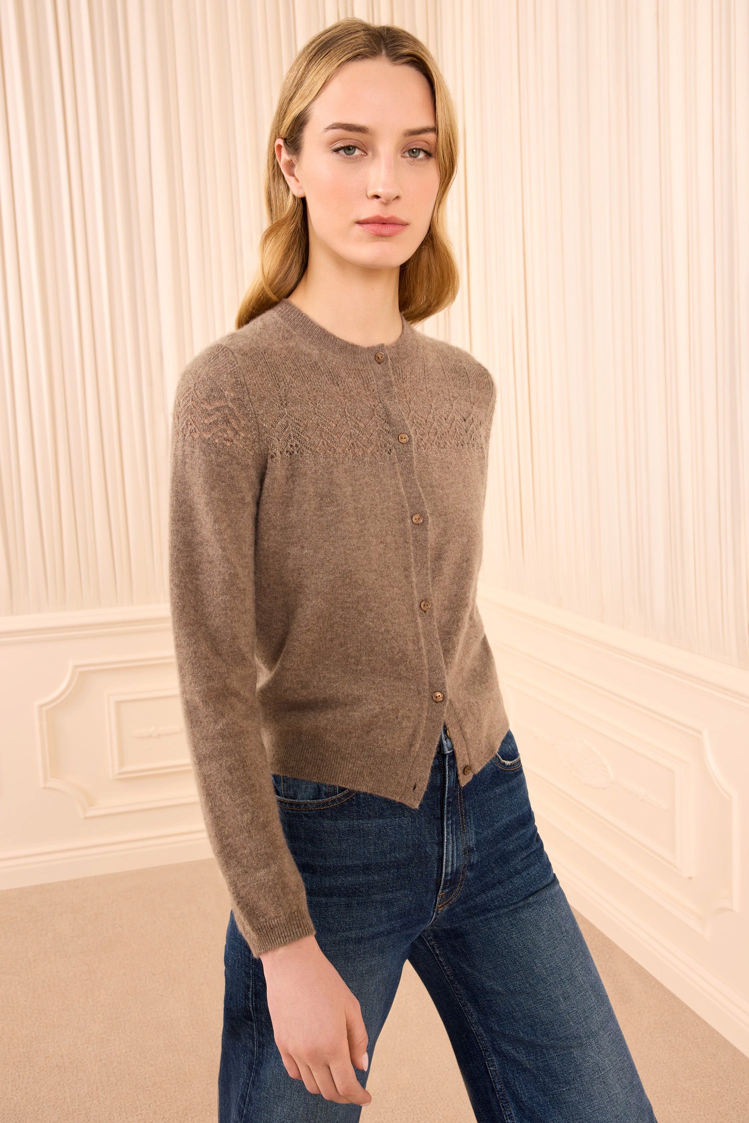 Cassia Cashmere Cardigan - Driftwood
