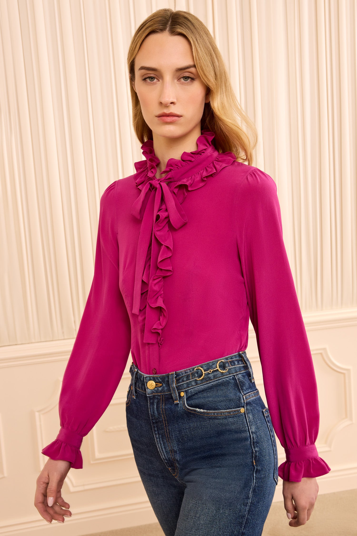 Catroux Long Sleeve Silk Blouse - Orchid
