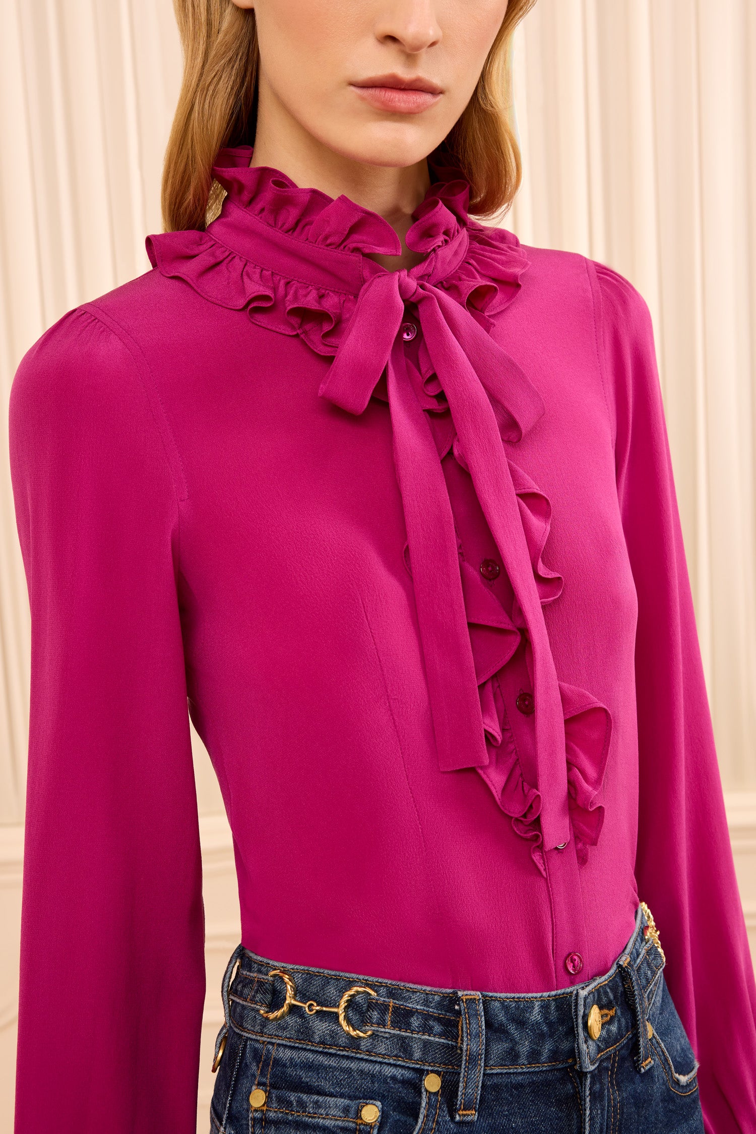 Ulla Johnson Catroux Long Sleeve Silk Blouse - Orchid