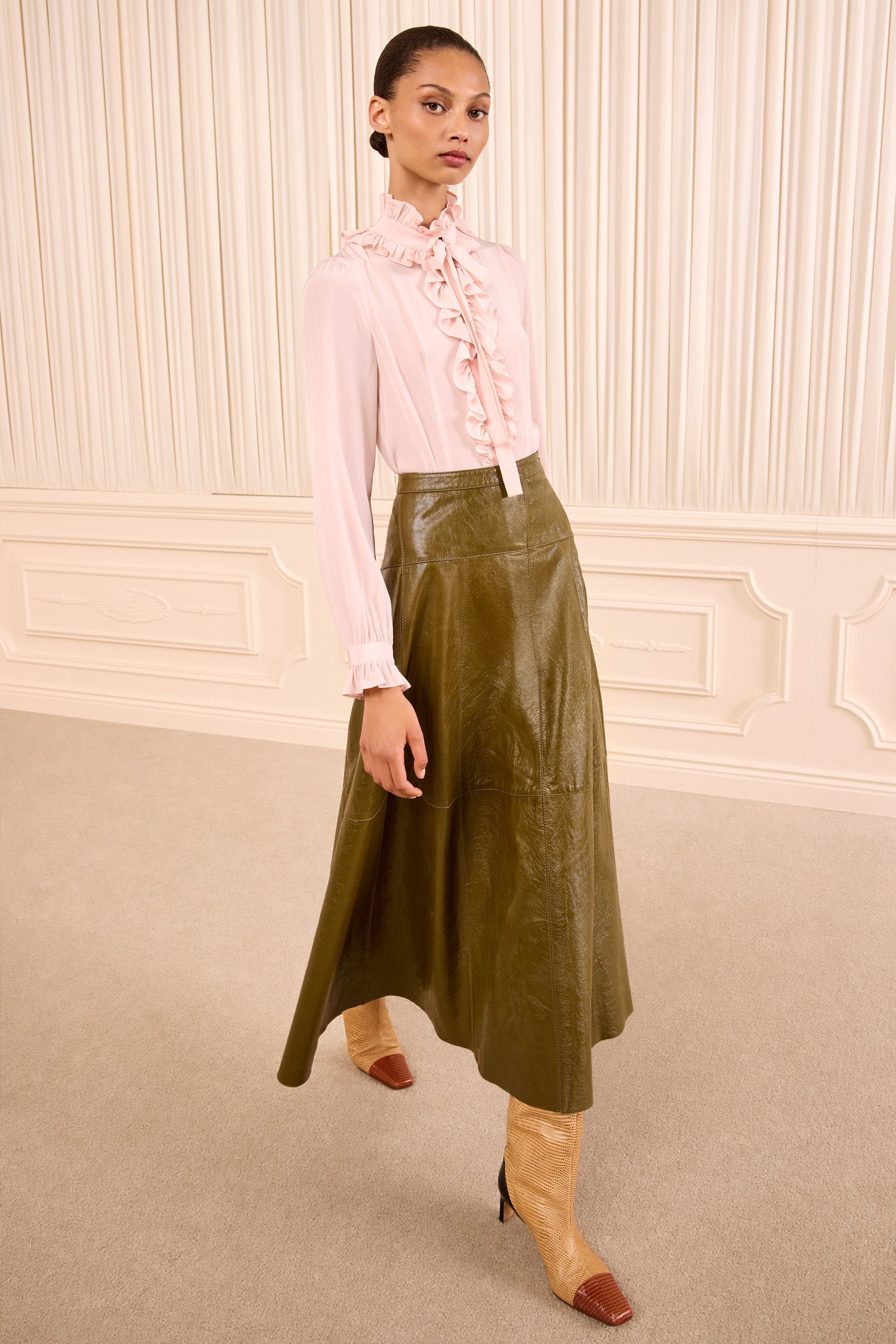 Catroux Long Sleeve Silk Blouse Powder