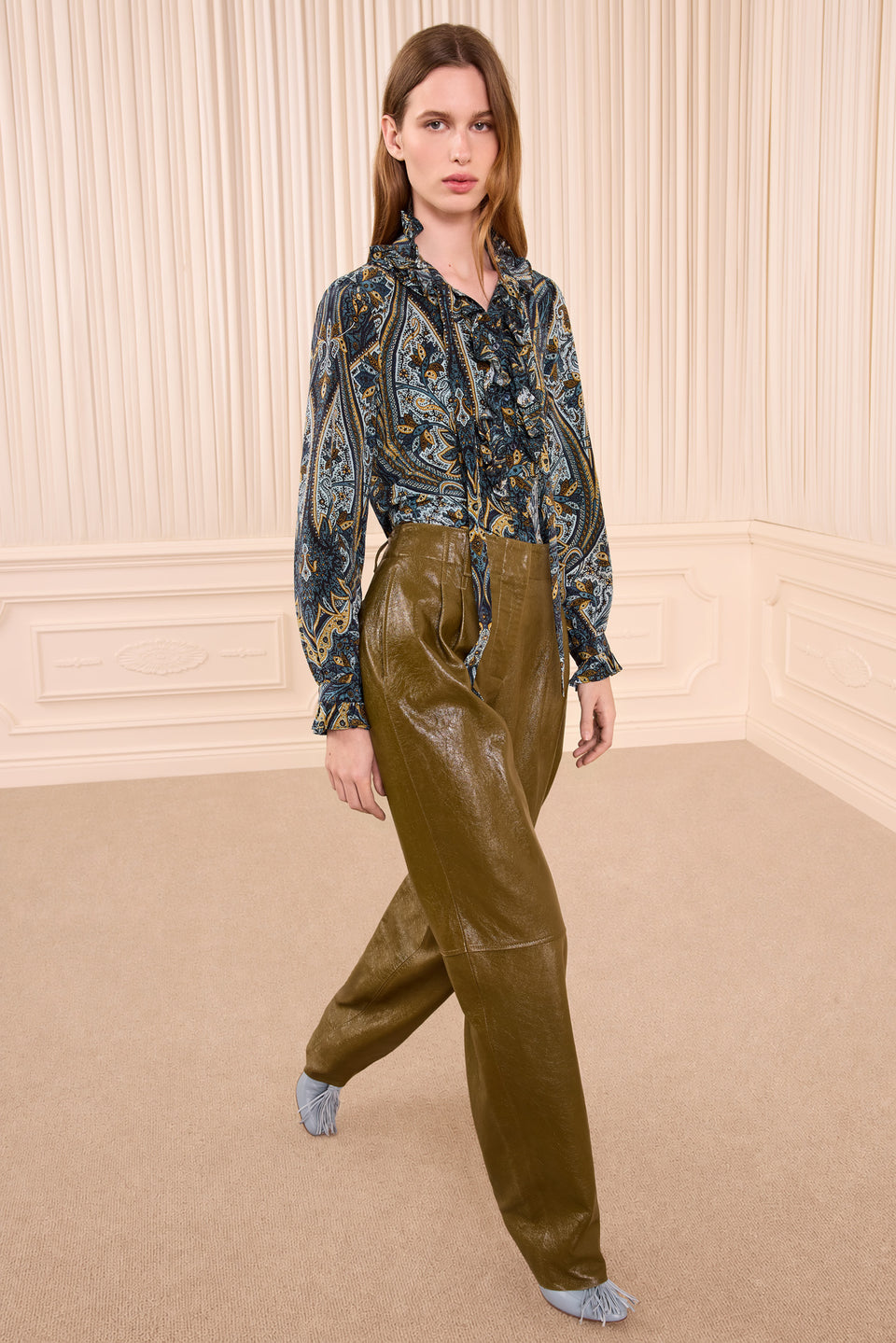 Catroux Long Sleeve Silk Blouse - Prussian