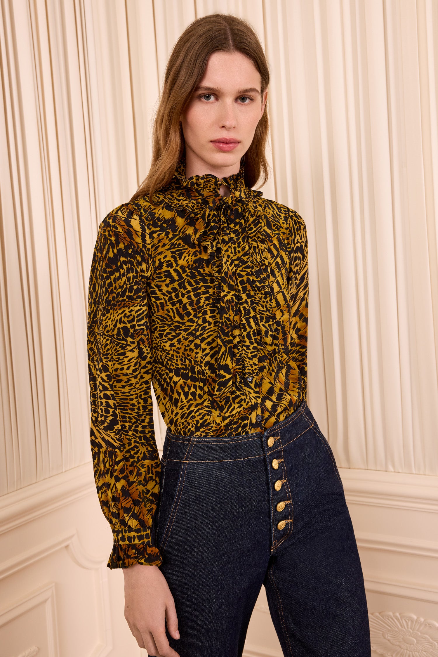 【新品】LOHEN★ SHEER JACQUARD DOLMAN BLOUSE Catroux Long Sleeve Silk Blouse - Wren - Ulla Johnson