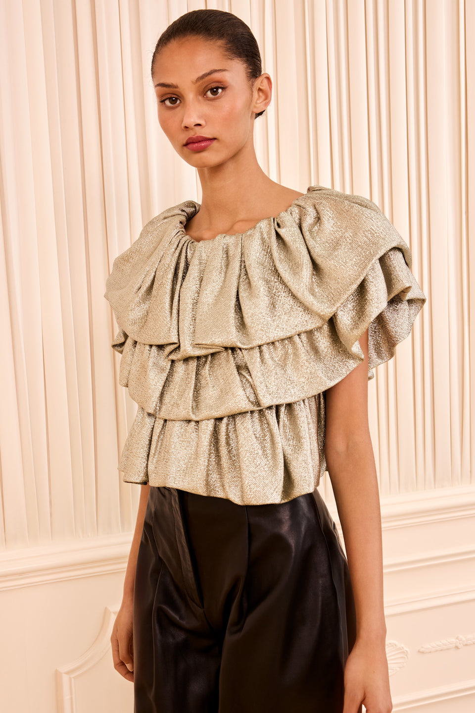 Cecile SS Ruffle Top - Argent