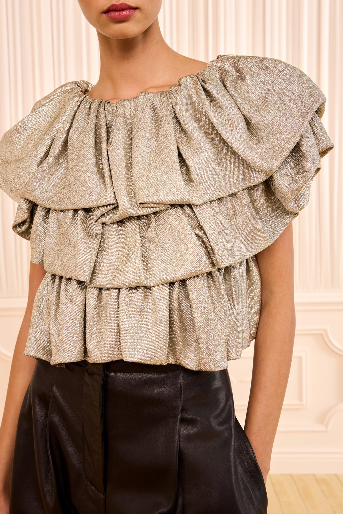 Cecile SS Ruffle Top - Argent