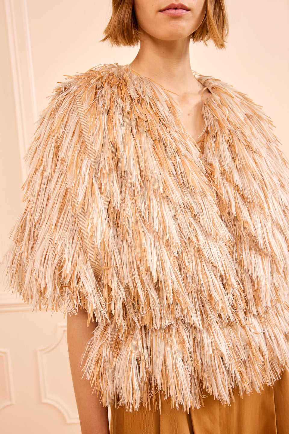 Celestia Raffia Vest - Sand Dollar