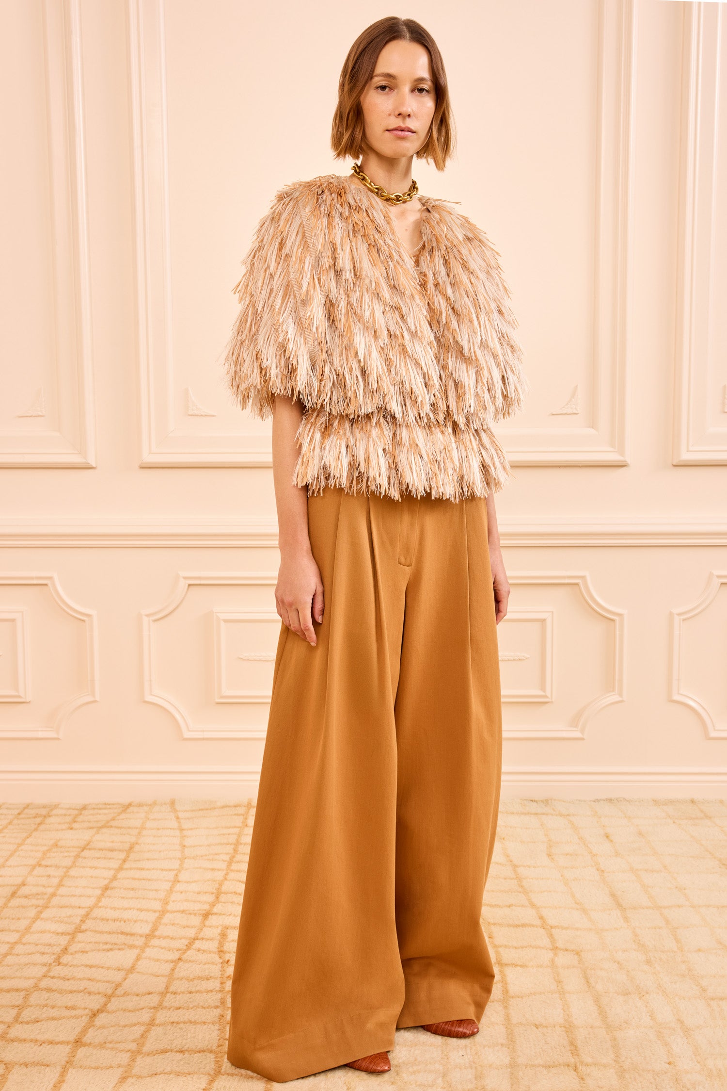 Celestia SS Raffia Vest - Sand Dollar