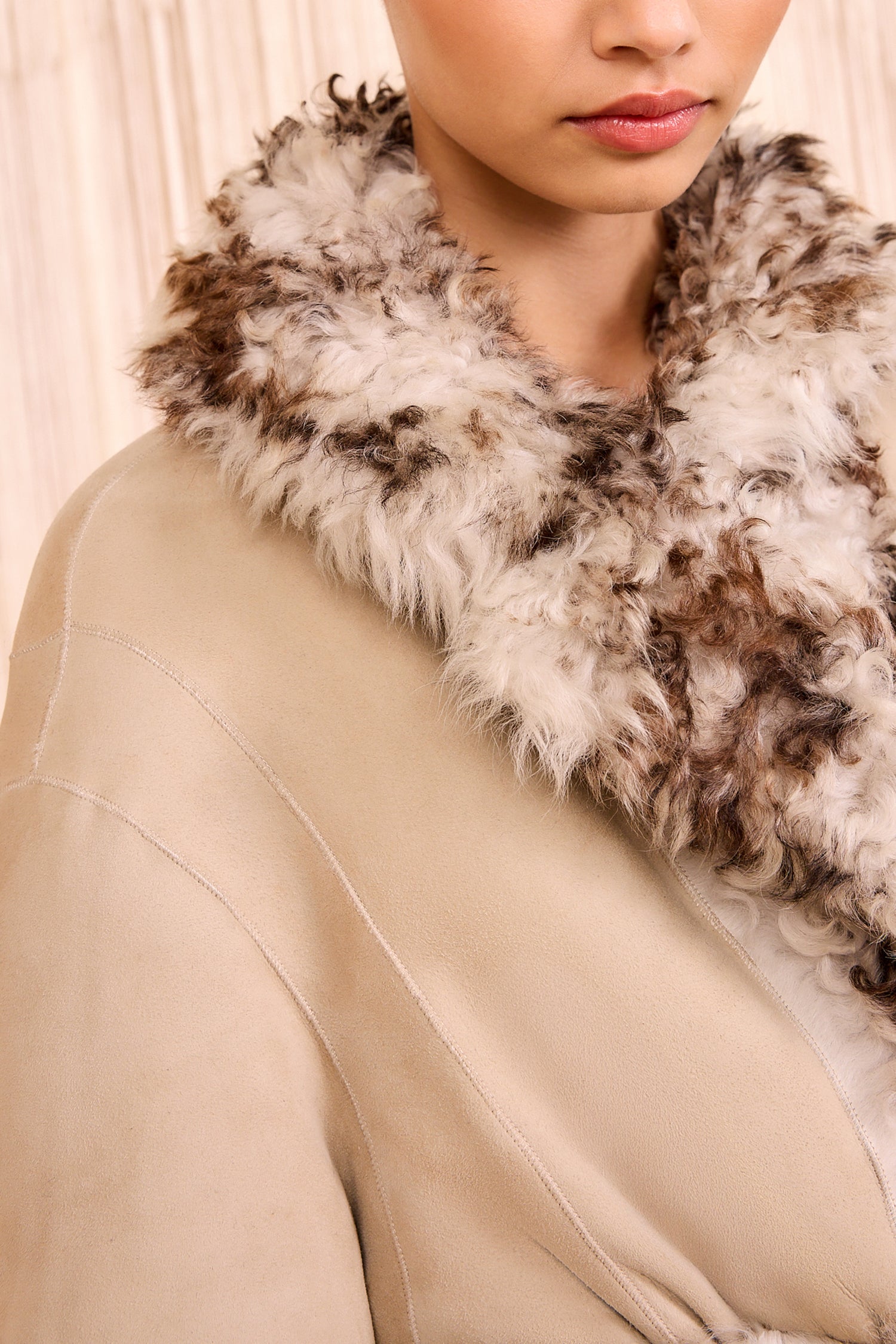 Ceryse Long Shearling Coat - Pietra