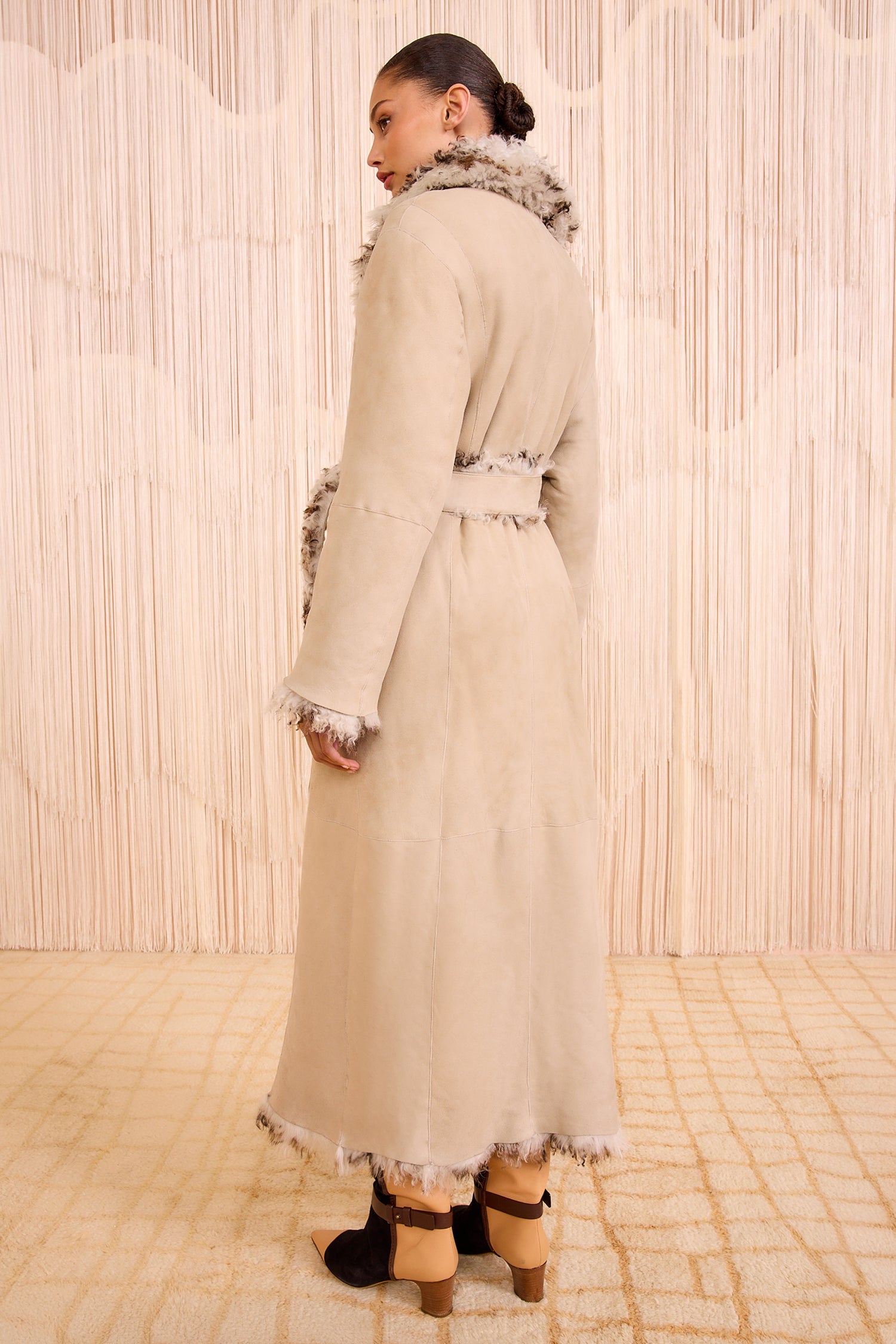 Ceryse Long Shearling Coat - Pietra