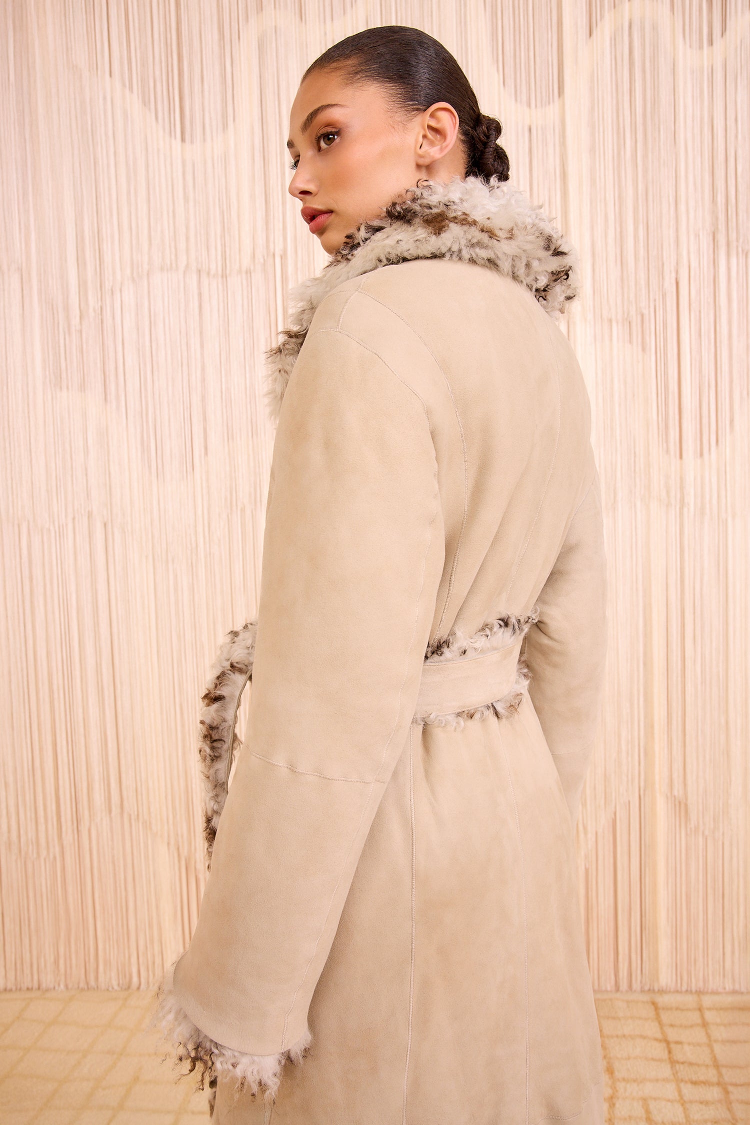 Ceryse Long Shearling Coat - Pietra