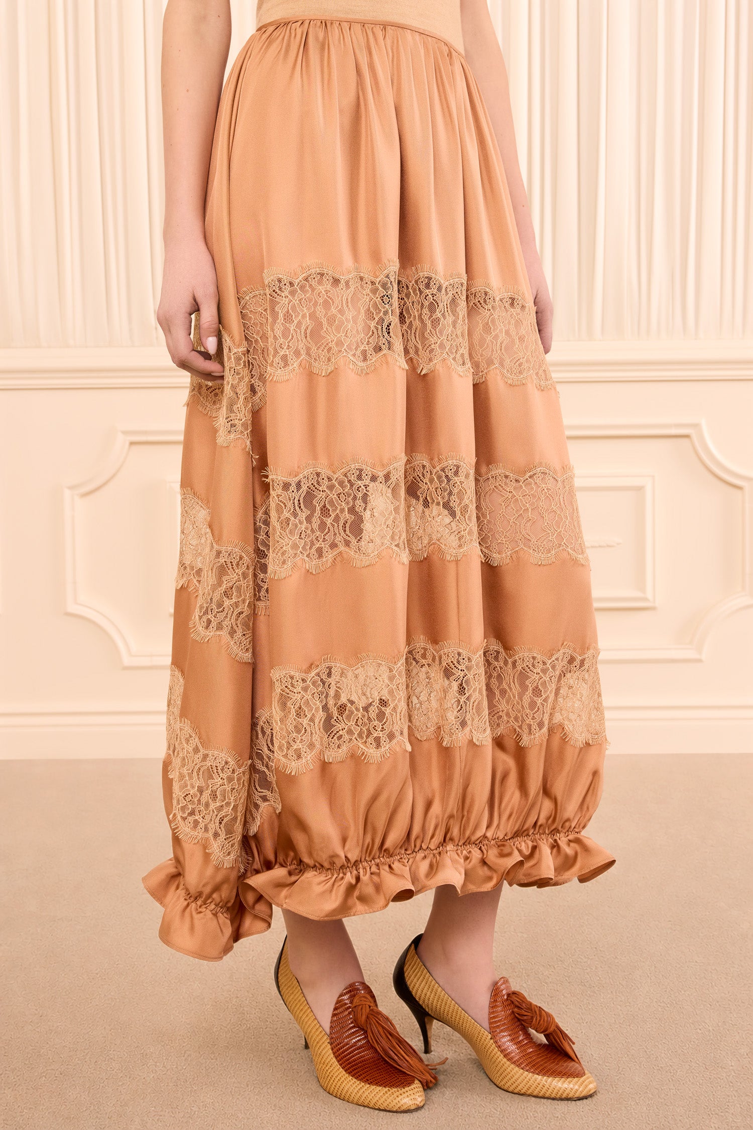 Ulla Johnson Chantal Silk Midi Skirt - Macaroon