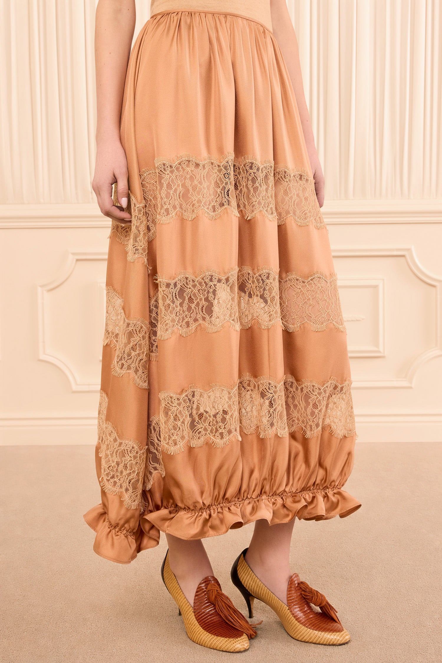 Ulla Johnson Chantal Silk Midi Skirt - Macaroon