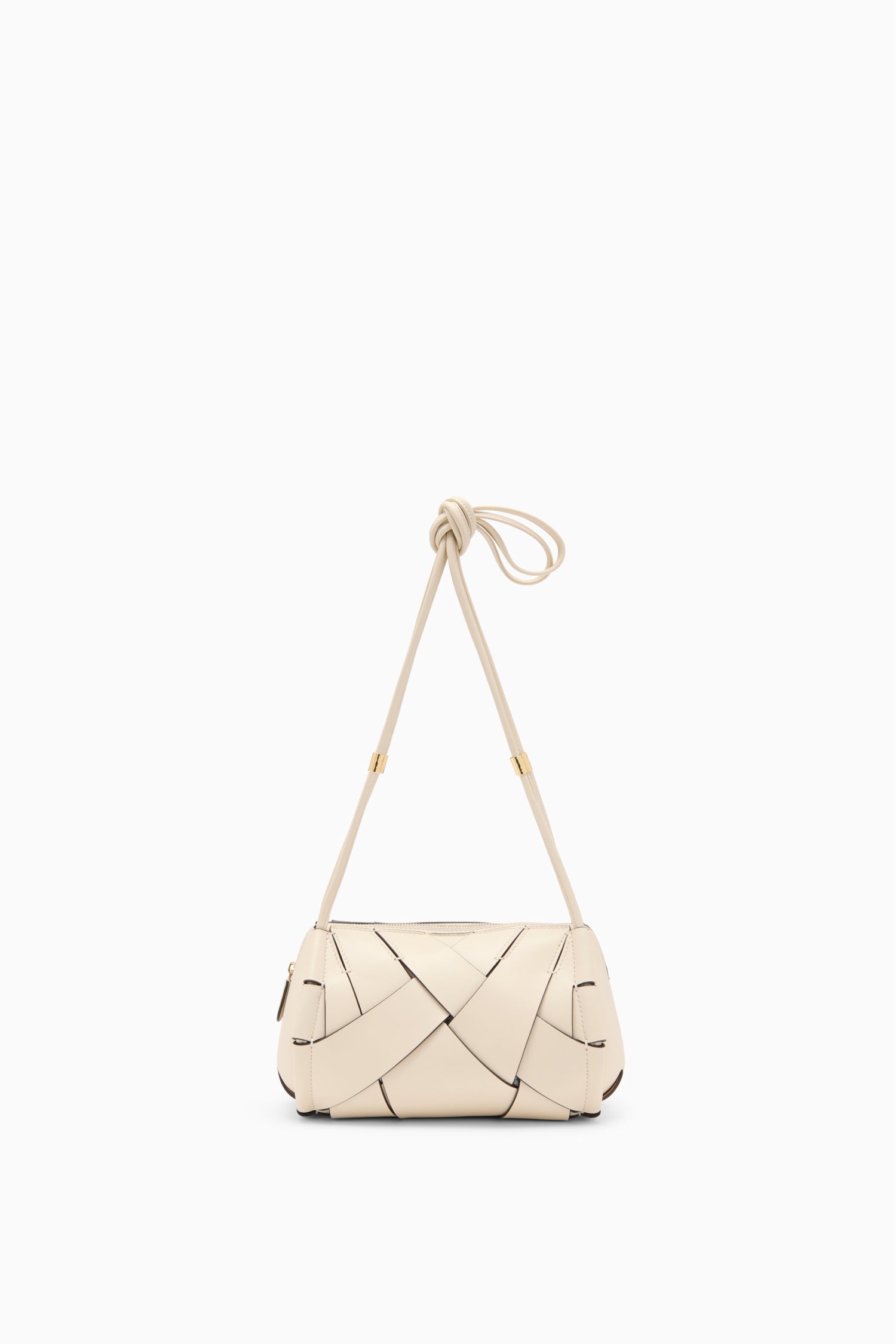 Charlotte Camera Bag - Cowrie Hand-Woven White Italian Leather Bag