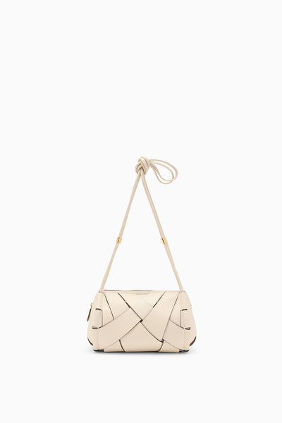 Charlotte Camera Bag - Cowrie Hand-Woven White Italian Leather Bag