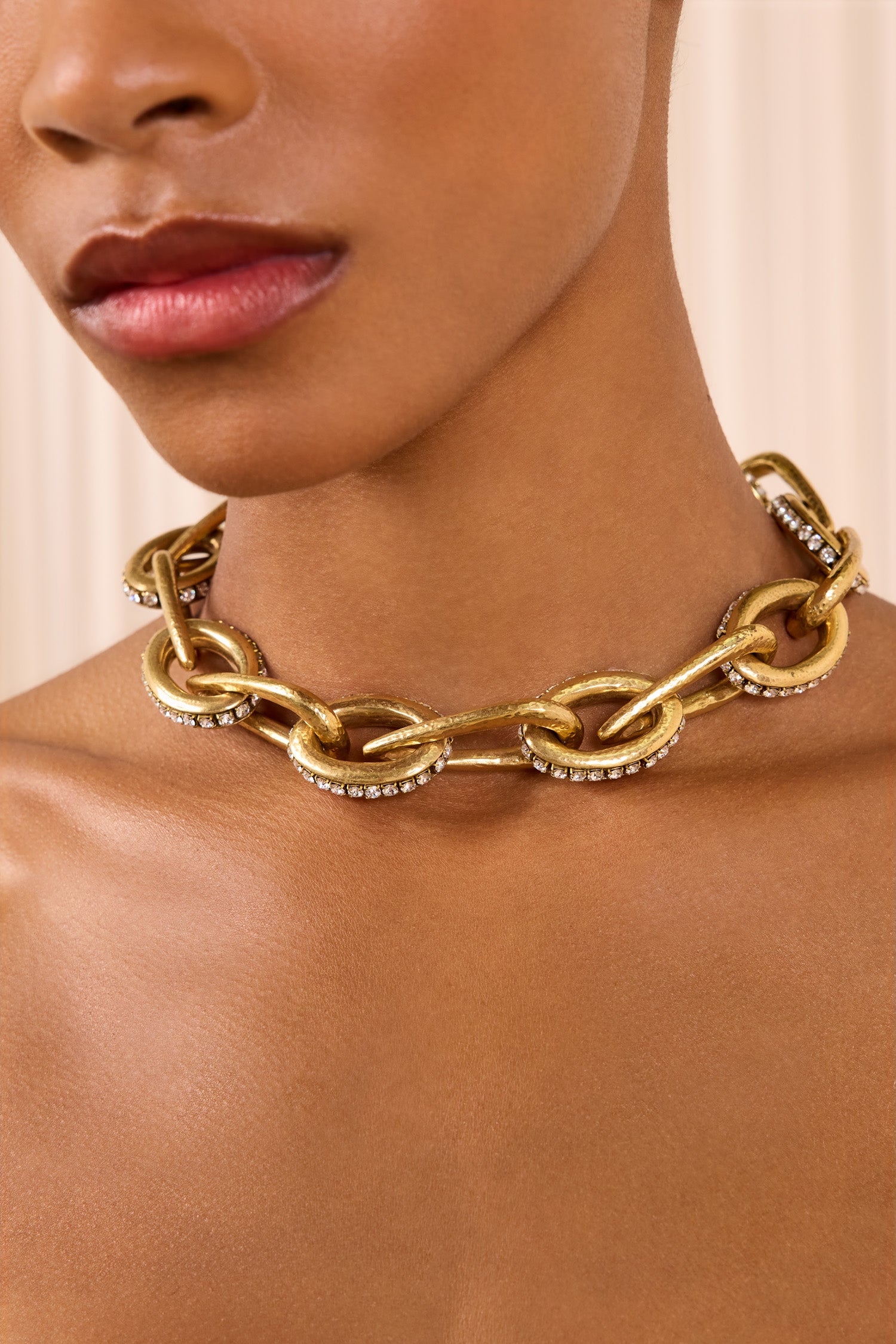 Chunky Teardrop Chain w/Pave - Brass