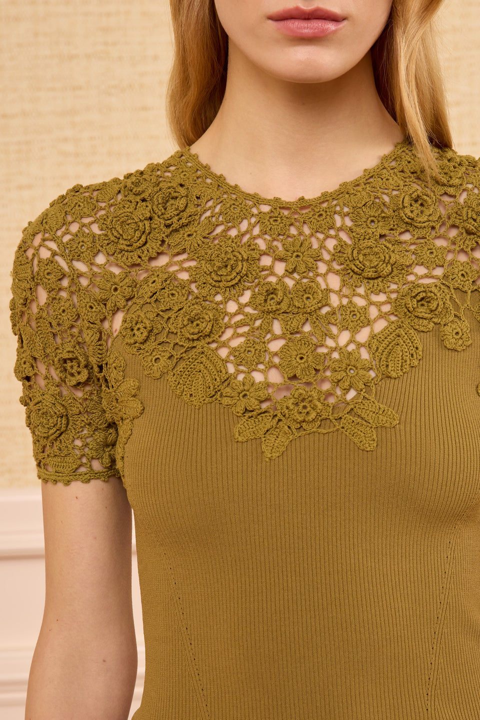 Clelia SS Crochet Top - Loden